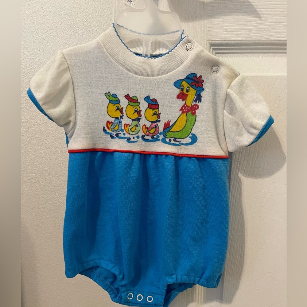 Vintage Baby Onesie with Duck Print